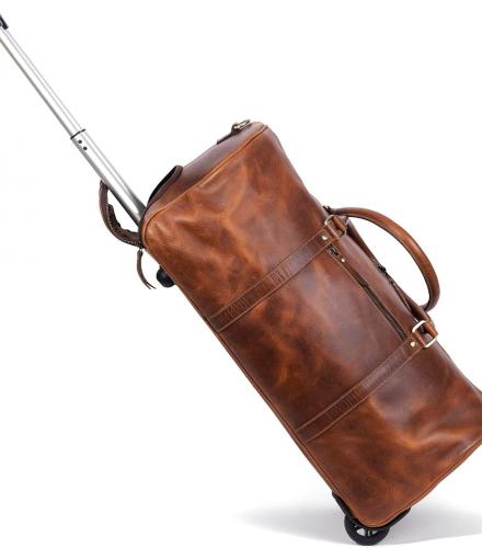 Tan Leather Trolley Bag 44L