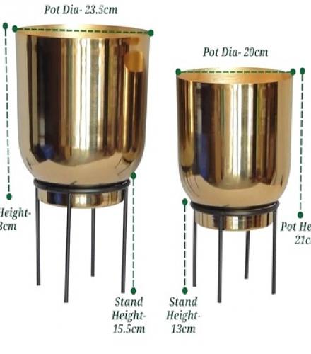Beautiful Metal Plant Pot With Stands - 1 Set - Price In USD