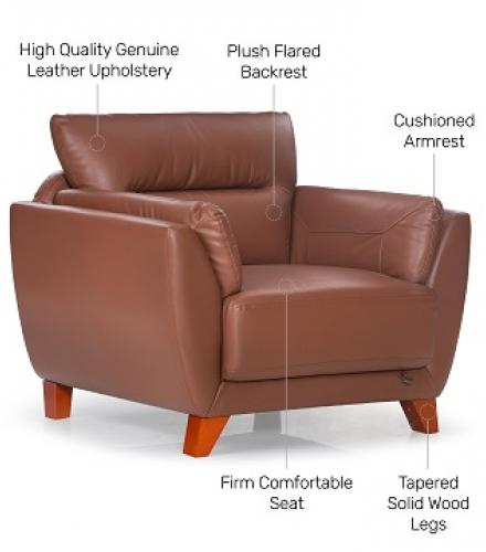 Johana 1 Seater Leather Sofa In Tan Brown Color