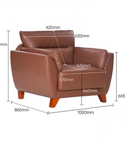 Johana 1 Seater Leather Sofa In Tan Brown Color
