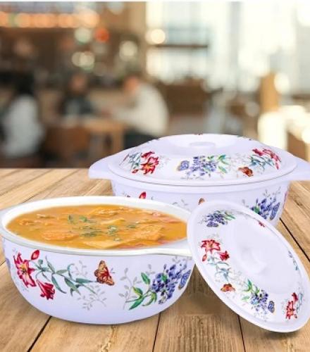 Melamine Serving Bowl Set (Red Flower Design) - 1 Set - Price In USD