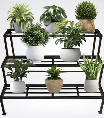 3 Step Metal Pot Stand For Garden - 1 Pc - Price In USD