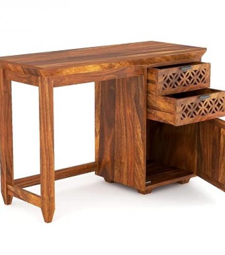 Sturdy Wooden Table With Chair For Office - 1 Set 