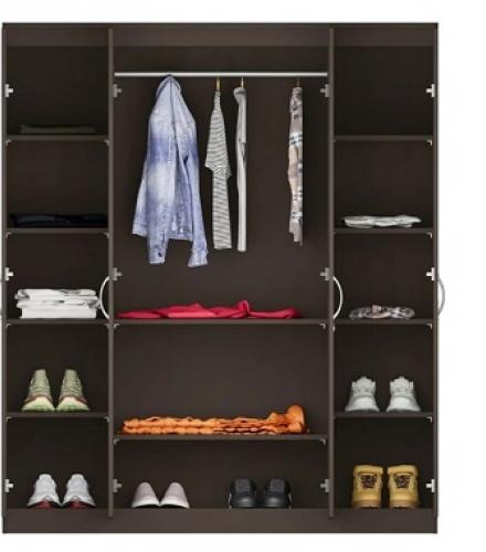 Engineered Wooden 4 Door Wardrobe For Living Room - 1 Pc - Price In USD
