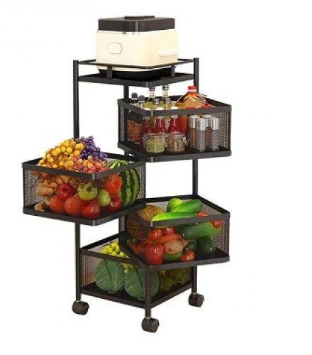 Multipurpose Kitchen Storage Rack With Wheels - 1 Pc 