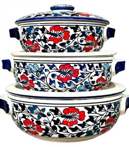 Hand Painted Ceramic Casserole Set - 1 Set - Price In USD