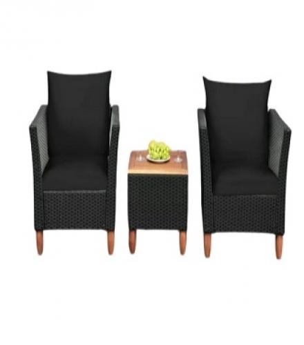 3 Piece Patio Wicker Rattan Chair Set With Table For Outdoor Use - 1 Set - Price In USD
