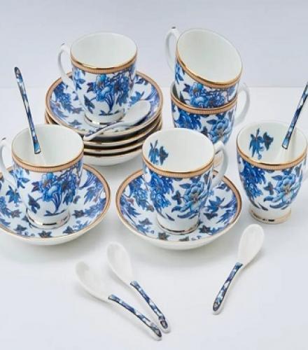 Beautiful Floral Printed Cup and Saucer Set For Kitchen - 1 Set