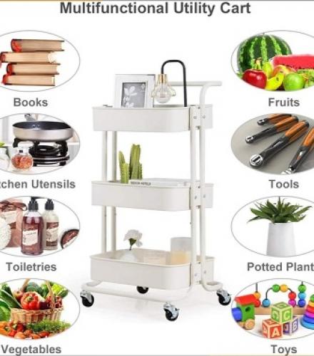 3 Tier Steel Kitchen Storage Rack - 1 Pc