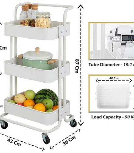3 Tier Steel Kitchen Storage Rack - 1 Pc