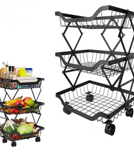 Multi Layer Wire Storage Basket With Wheels - 1 Pc