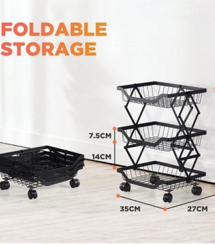 Multi Layer Wire Storage Basket With Wheels - 1 Pc