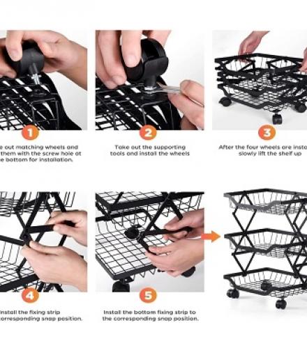 Multi Layer Wire Storage Basket With Wheels - 1 Pc