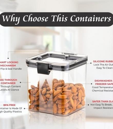 Plastic Air Tight Kitchen Container Set - 1 Set