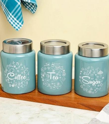 Colourful Tea Sugar Coffee Container Set - 1 Set