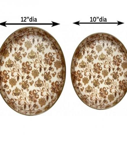 Decorative Wooden Serving Tray 2 Pcs - 1 Set