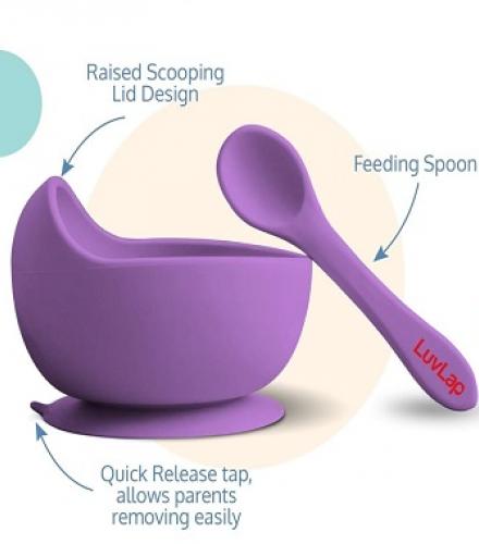 5 - in -1 Silicone Cutlery Set For Baby Purple Colour - 1 Set