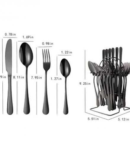 Premium Steel Cutlery Set of 20 Pcs Black - 1 Set