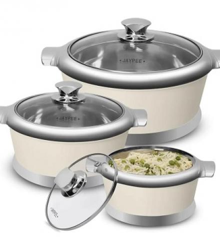 Set of 3 White Plastic Casserole - 1 Set