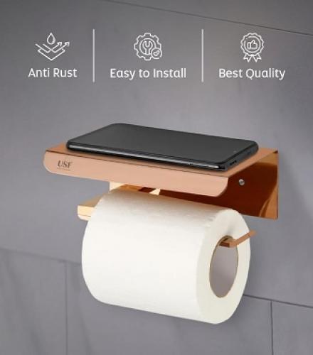 Stainless Steel Toilet Paper Holder With Mini Shelf - 1