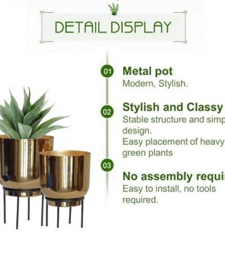 Beautiful Metal Plant Pot With Stands - 1 Set - Price In USD
