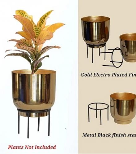 Beautiful Metal Plant Pot With Stands - 1 Set - Price In USD