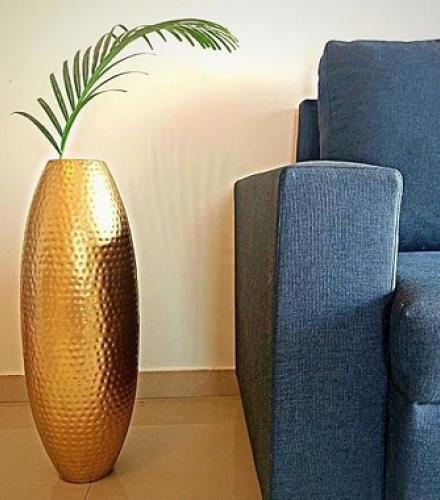 Gold Metal Floor Flower Vase For Home Decoration - 1 Pc - Price In USD
