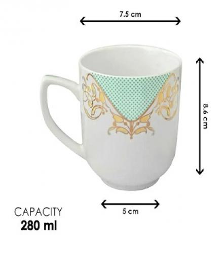 Elegant Ceramic Tea Cup Set Of 6 Pcs - 1 Set