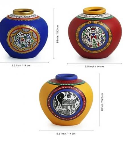 Beautiful Terracotta Vases For Home Decoration - 1 Set - Price In USD