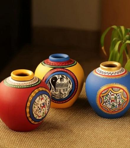 Beautiful Terracotta Vases For Home Decoration - 1 Set - Price In USD