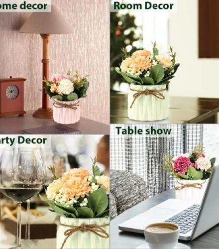 Artificial Flowers With Pot For Home Decoration - 1 Set - Price In USD