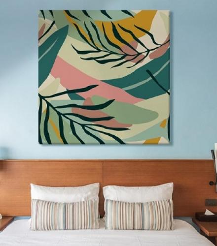 Beautiful Boho Leaves Canvas Painting For Wall Decoration - 1 Pc - Price In USD