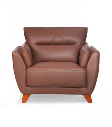 Johana 1 Seater Leather Sofa In Tan Brown Color