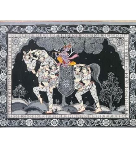 Pattachitra Natural Colors 15 inch x 20 inch Painting (Without Frame)