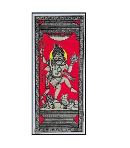 Patachitra Nataraja Natural Colors 18 inch x 6 inch Painting (With Frame)