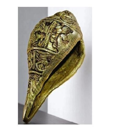 Shankh Carving Ganesh for Pooja/Decor(Conch) Home Decorative Showpiece  -  6 cm (Bronze, Gold)