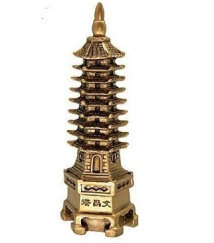 RIHAN TRADERS Pagoda 001 Home Decorative Showpiece  -  12 cm (Metal, Brown)