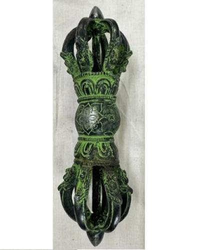NEW INDIA METAL EMPORIUM Green Antique Dorjee Vajra in Big Size for Home Decoration Decorative Showpiece