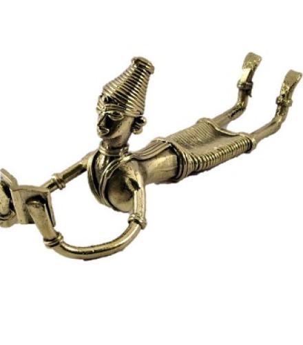 SSCraft Dhokra Metal Handcrafted Ethnic Figurine Lady Lying and Reading a Book - Decorative Showpiece  -  7 cm (Metal, Yellow)
