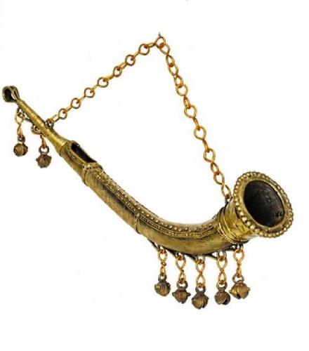 CG Handicrafts Brass Handicraft Toddi Tribal Art Home  Decorative Showpiece  -  10 cm (Brass, Gold)