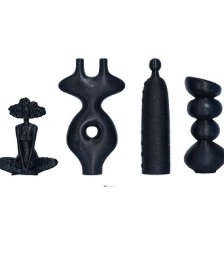 Muse and Masterpiece Elegant Woman Figurines with Natural Hair & Large Abstract Organic Statue Home Decorative Showpiece  -  6 cm (Polyresin, Black) 