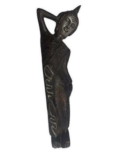 EMPORIUM Aluminium Black Antique Sleeping Buddha Table Home Decorative Showpiece 