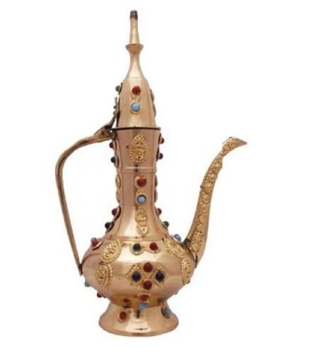 Vihaan Fashions Antique Gemstone Brass Surahi Handicraft Gift Home Decorative Showpiece  -  6 cm (Brass, Brown)