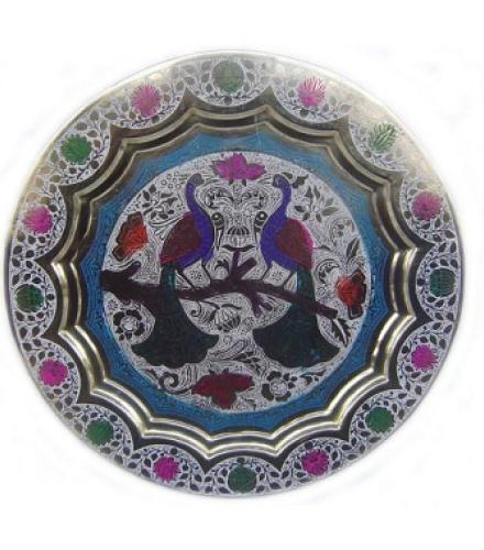 Rastogi Handicrafts Inlaid Peacock Enamel Home Decorative Showpiece  -  28 cm (Brass, Multicolor)