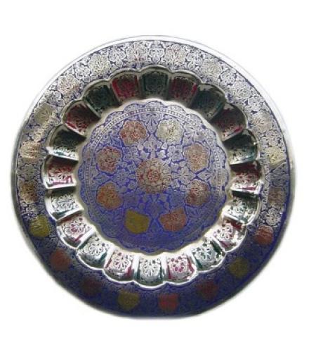  INLAID WORKED PURPLE ENAMEL COLORED Home Decorative Showpiece  -  28 cm (Brass, Multicolor)