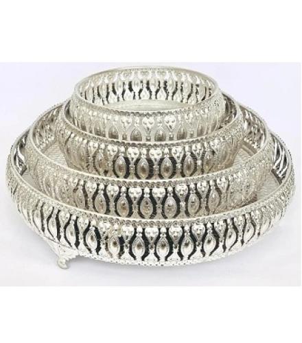  Silver Tray | Silver Plated Tray Serving Set (Pack of 4) 10,8,6,4 inch Home Decorative Showpiece