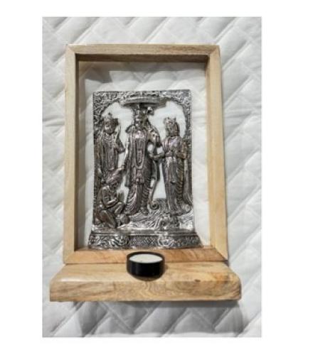 omeiko RDB SILVER Home Decorative Showpiece  -  22 cm (Wood, Aluminium, Silver)