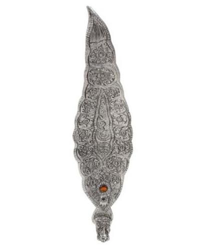 Karigar Creations Metal Leaf Design Incense Stick Holder Agarbatti Holder and Ash Catcher 22x5 cm Home Decorative Showpiece 
