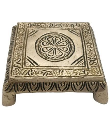 Craftopy Handicrafts Chowki Rectangle Shape Decorative Puja for Diwali Navratri Home Decorative Showpiece