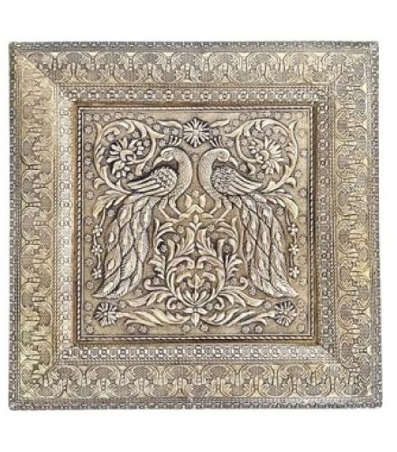 Diwam handicrafts Peacock Design Wooden Box Home Decorative Showpiece  -  5.5 cm (Wood, Gold)
